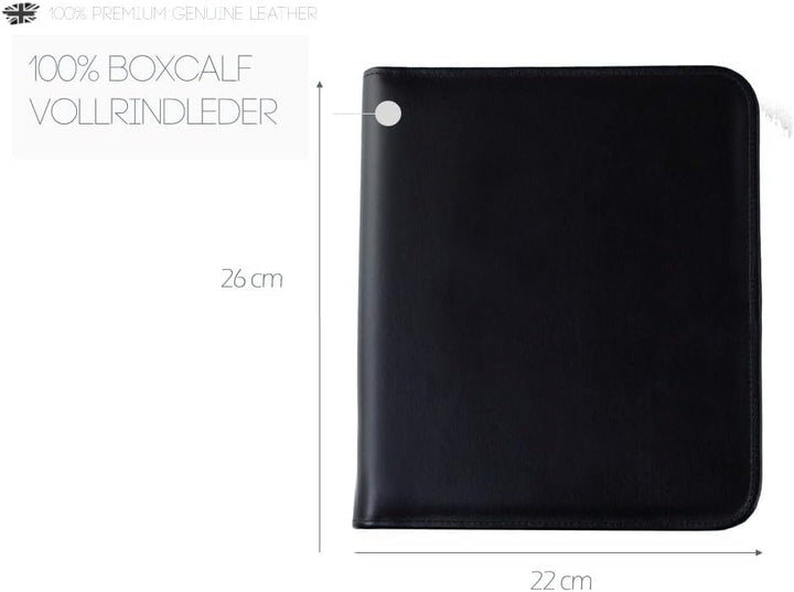 DELMON VARONE - Personalisierbare Tablet und Smartphone Schreibmappe DIN A5 aus Premium Boxcalf Lede