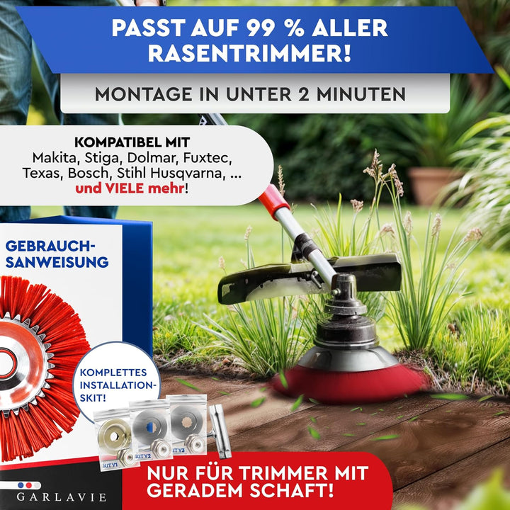 GARLAVIE Nylon Unkrautbürste für Freischneider – Schonende Wildkrautbürste für Motorsense, sanfte Mo