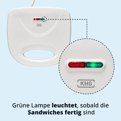 KHG Sandwichmaker weiss Kontaktgrill Toaster 700W mit Antihaftbeschichtung, Verriegelung & Kontrolll