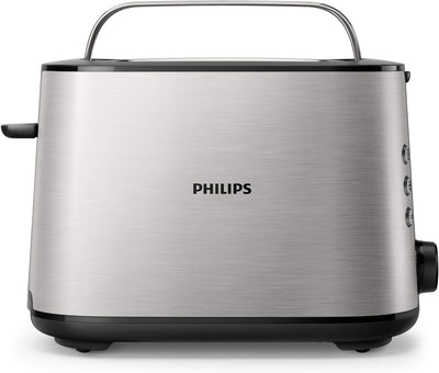 Philips HD2650/90 Toaster edelstahl (950 W, 8 Bräunungsstufen, Brötchenaufsatz, Auftau- und Aufwärmf