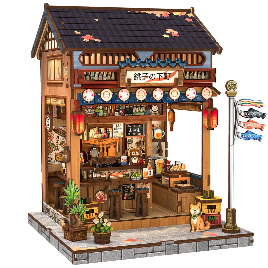 CUTEBEE Book Nook Kit für Erwachsene - Japanisches Izakaya Miniaturhaus, 3D Holzpuzzle DIY zum Selbe