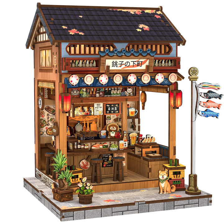 CUTEBEE Book Nook Kit für Erwachsene - Japanisches Izakaya Miniaturhaus, 3D Holzpuzzle DIY zum Selbe