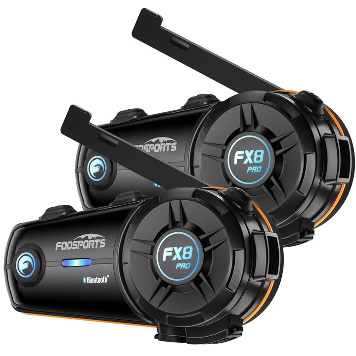 Fodsports FX8 Pro Motorrad Headset, Dual-Chip Multi-Audio Funktion, Motorradhelm Headset bis zu 10 M