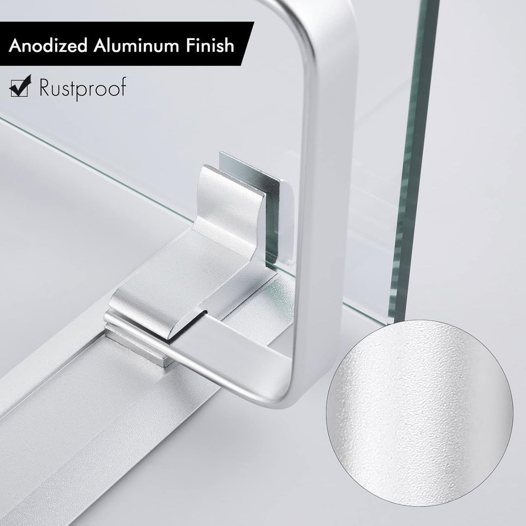 KES Glasregal Duschablage 35 cm, Glas Badregal 8mm Hartglas Badezimmer Regal Wandregal Dusche Ablage