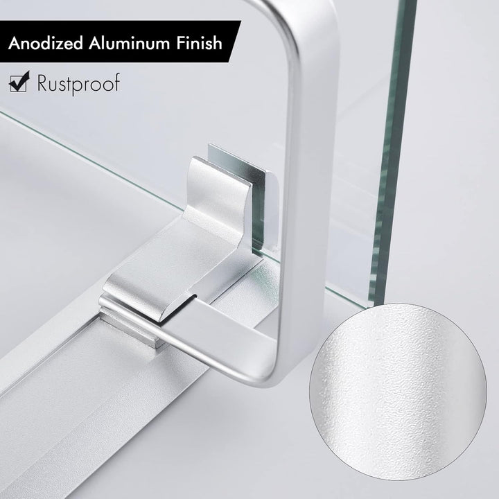 KES Glasregal Duschablage 35 cm, Glas Badregal 8mm Hartglas Badezimmer Regal Wandregal Dusche Ablage