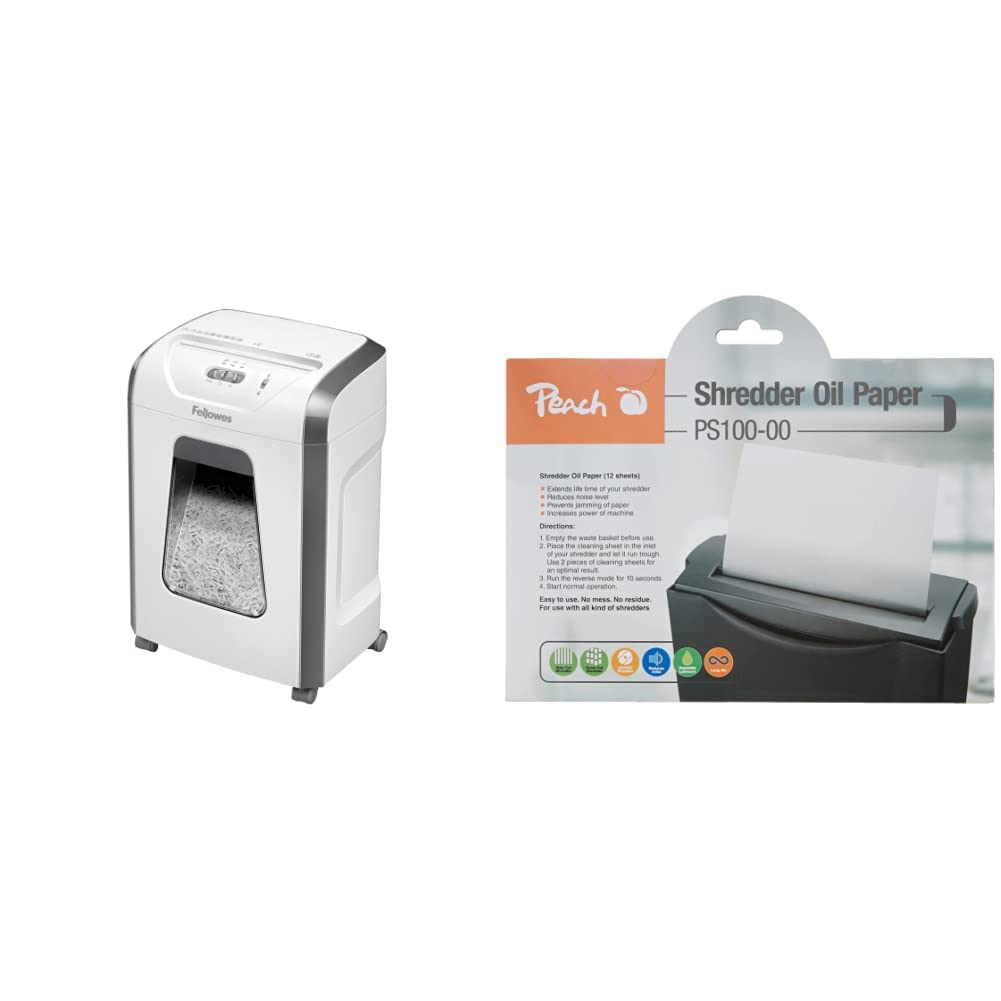 Fellowes Aktenvernichter 12 Blatt Partikelschnitt (P4), weiss & Peach PS100-00 Aktenvernichter Servi