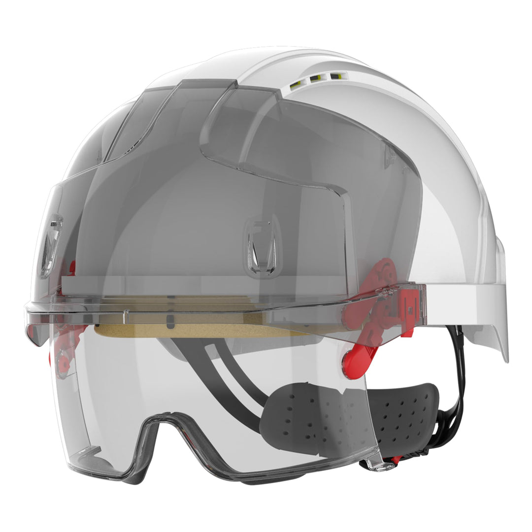 EVO® VISTAlens™ Safety Helmet with Integrated Safety Eyewear - White/Smoke (JSP AMB170-005-F00) One