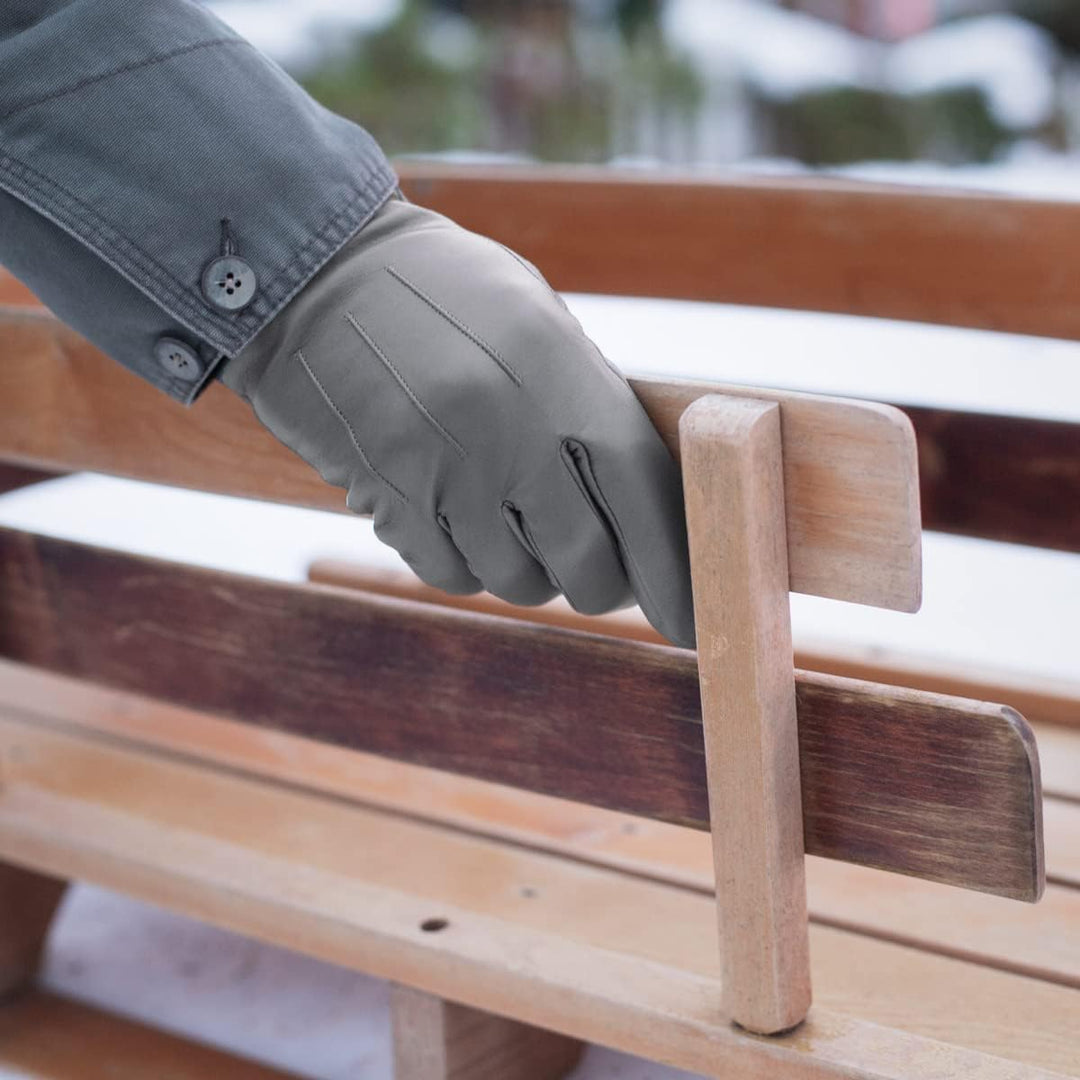 Downholme Touchscreen-Lederhandschuhe mit Innenfutter aus Kaschmir für Herren S Grau, S Grau