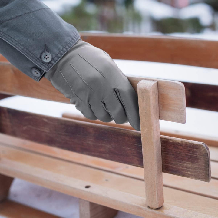 Downholme Touchscreen-Lederhandschuhe mit Innenfutter aus Kaschmir für Herren S Grau, S Grau