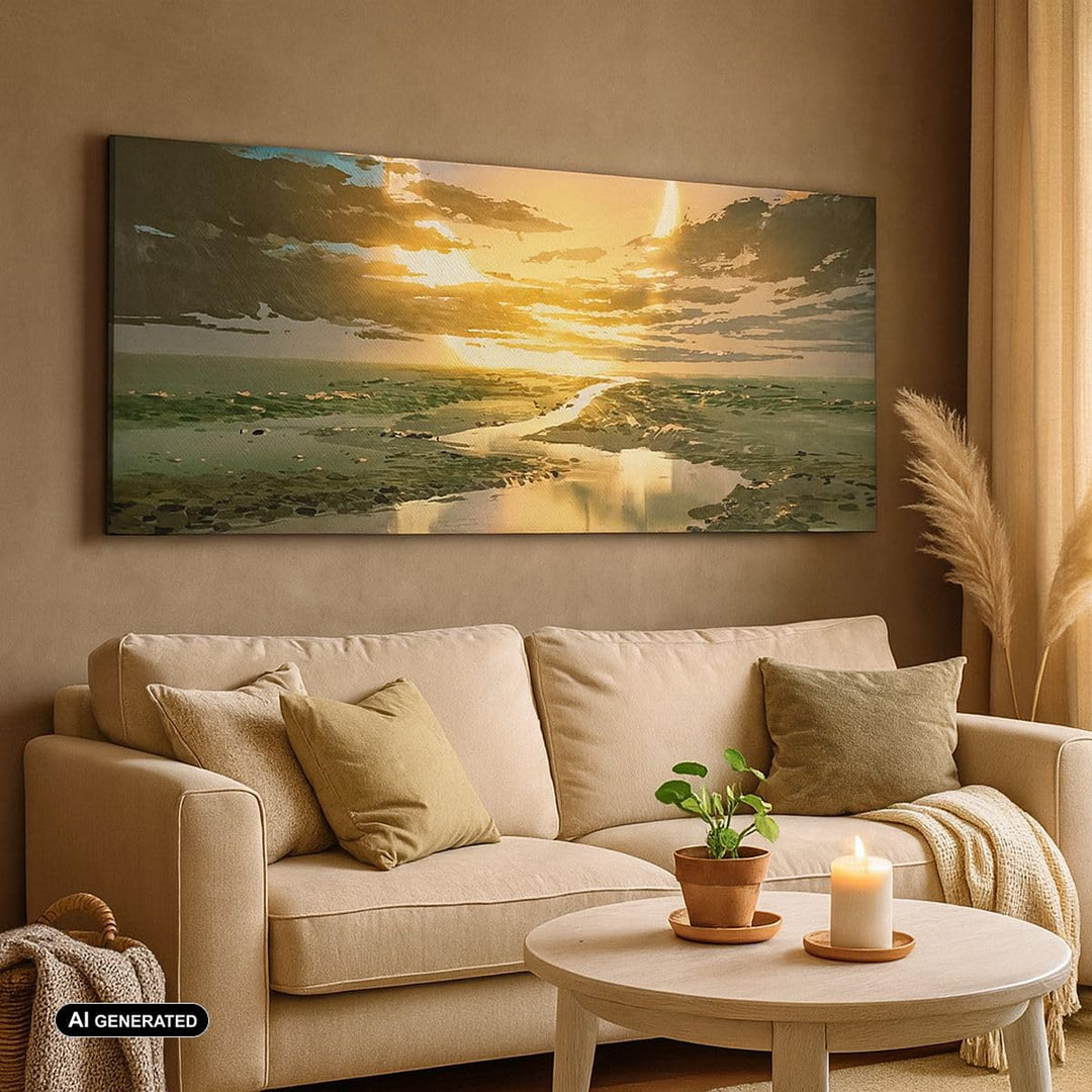 Panorama Bilder auf Leinwand 100x40cm Leinwandbild mit Rahmen natur natur Gross Wanddeko Bild Schlaf