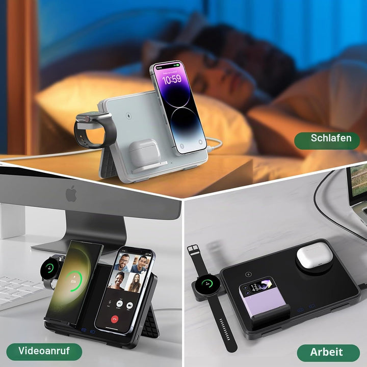 4-in-1 Kabellose Ladestation mit 33W Schnelllade-Adapter – Kompatibel mit iPhone 17/16/15/14/13 Pro