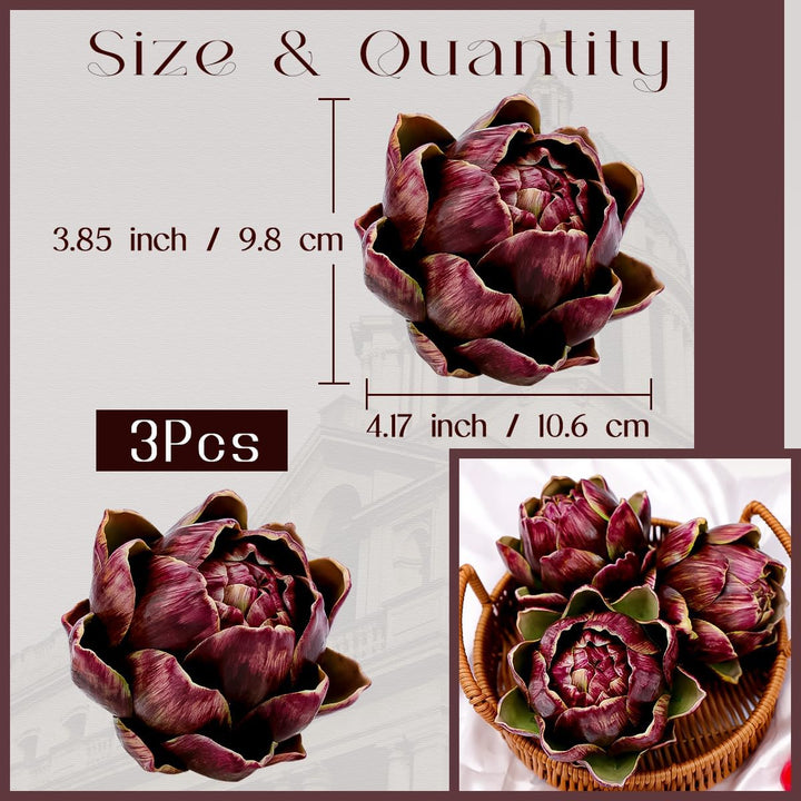 Meiwlong 3Pcs Künstliche Gross Rot Gemüse Artischocke Blumit Gefälscht Realistisch Blumen Strauss Ha