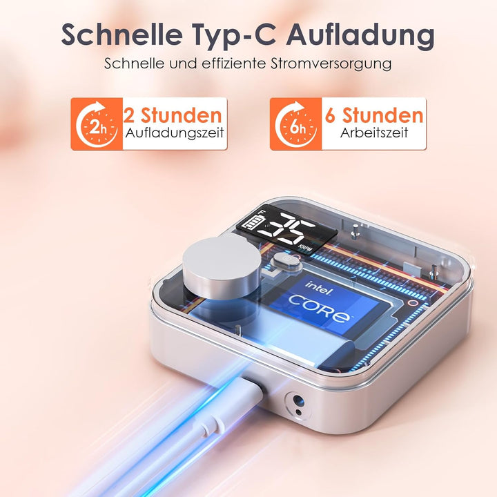 Delanie Elektrischer Nagelfräser für Gelnägel 35000 U/Min, Wiederaufladbar Nagel Fräser für Nägel mi