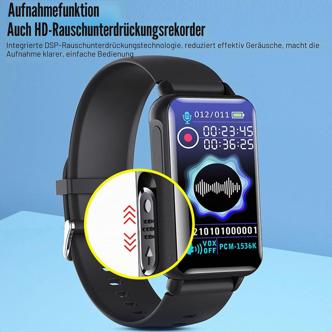 Digitale Voice-Recorder-Uhr, Sprachaktivierter Recorder mit Rauschunterdrückung und Wiedergabe, E-Bo