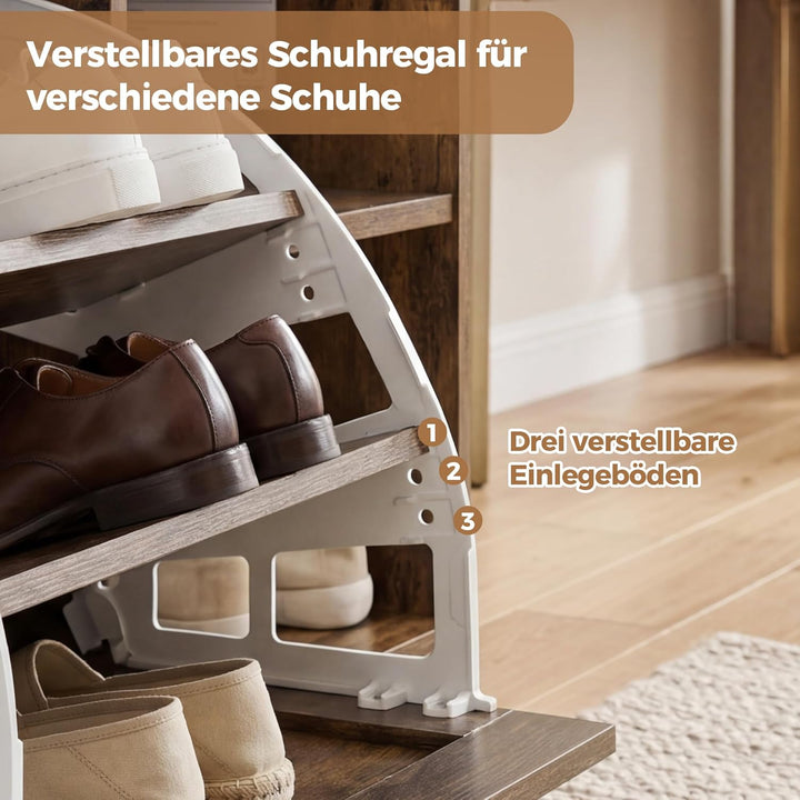 BonVache Schuhbank mit Sitzfläche, Sitzbank mit Stauraum, Schuhbank mit 3 Fächern, Fach unter Sitzki