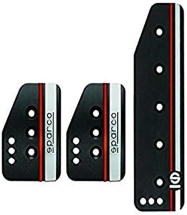 Sparco Satz Sportpedale 'Settanta' - Schwarz Aluminium + Weiss/Orange - Handgeschaltet - Stehend Ped
