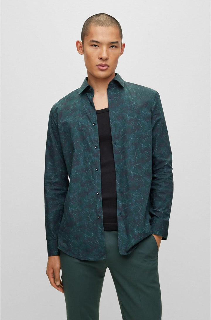 HUGO Herren Kenno Shirt 42 Dark Green302, 42 Dark Green302