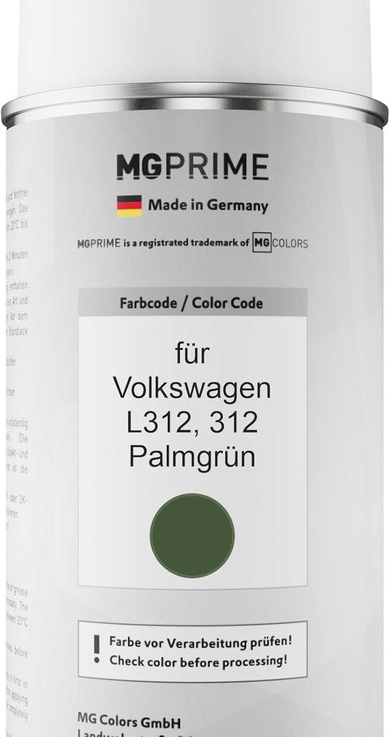 MG PRIME Autolack Sprühdosen Set für Volkswagen VW L312 / 312 Palmgrün Basislack Klarlack Spraydose