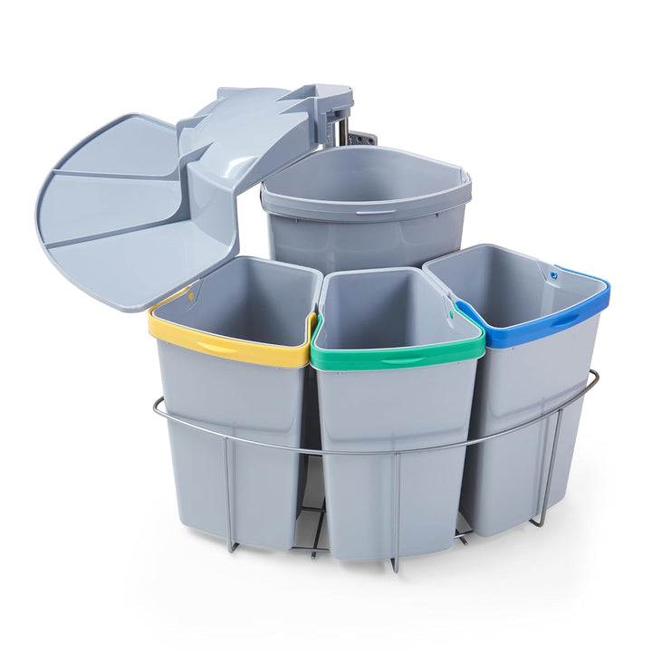 [en.casa] Einbau-Mülleimer Küche Kollby Mülltrennsystem 4fach für Unterschrank 50 cm breit 3 x 6L+1