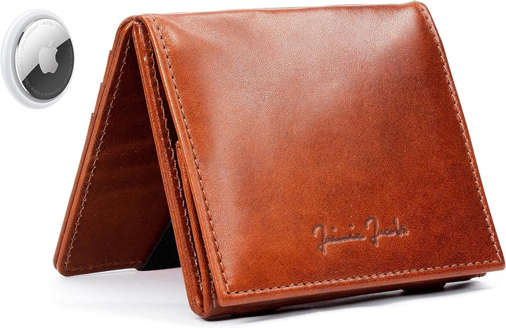 Jaimie Jacobs Flap Boy AirTag-Edition mit Gravur Magic Wallet Echtleder (Dunkelbraun), Dunkelbraun