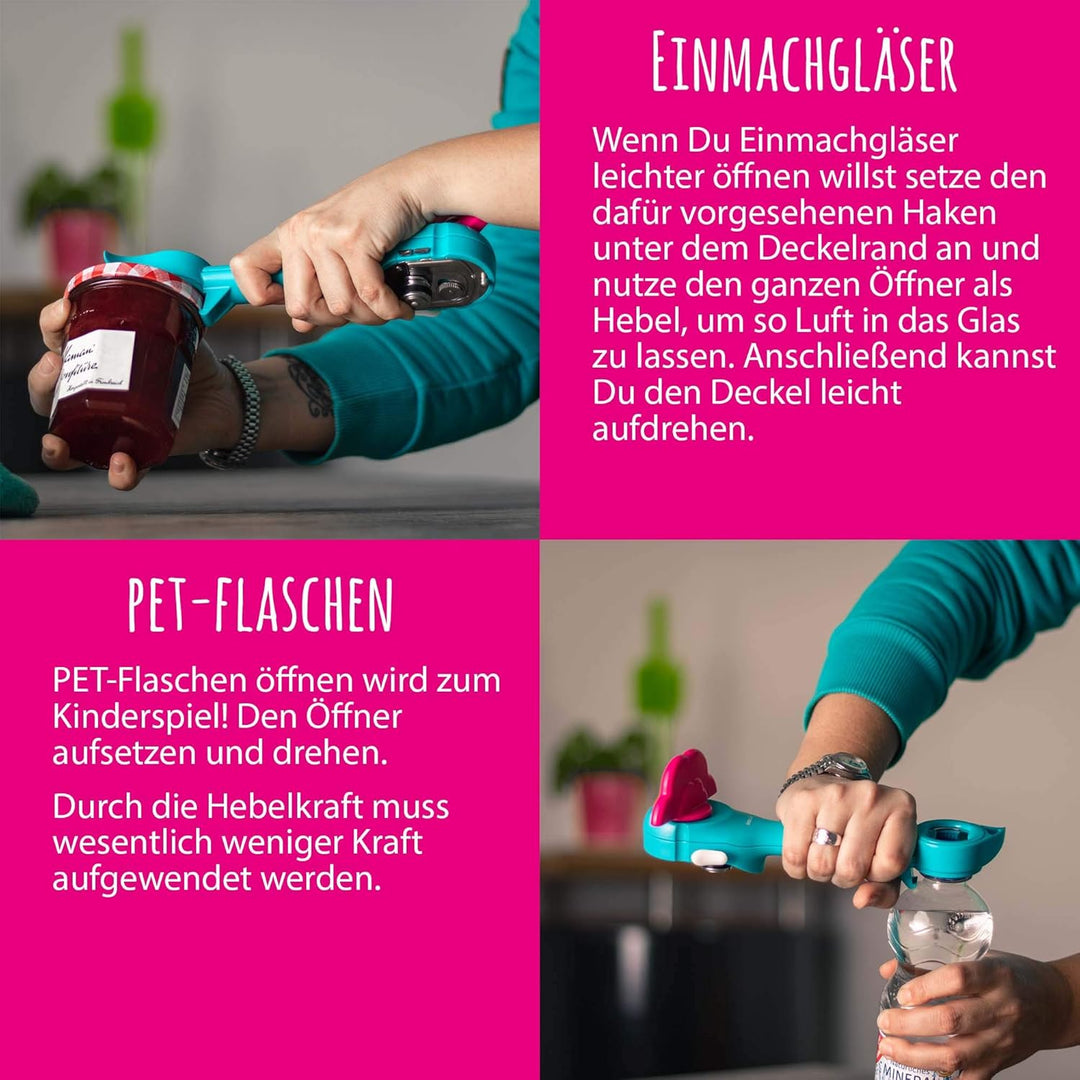 Kochblume Dosenöffner Set L | Dosenöffner, Faltsieb S | (rot), Rot