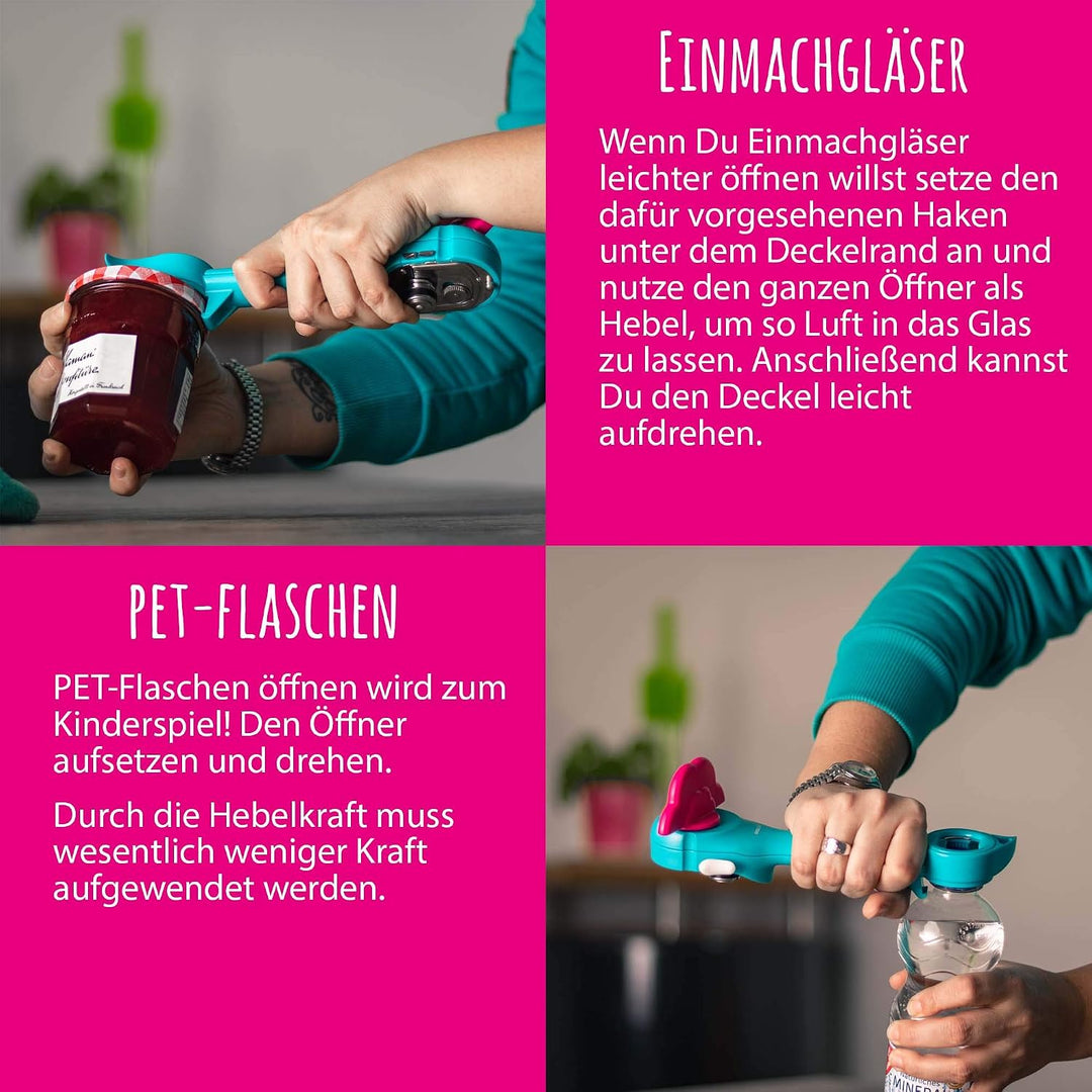 Kochblume Dosenöffner Set L | Dosenöffner, Faltsieb S | in der bunten Box (anthrazit), Anthrazit