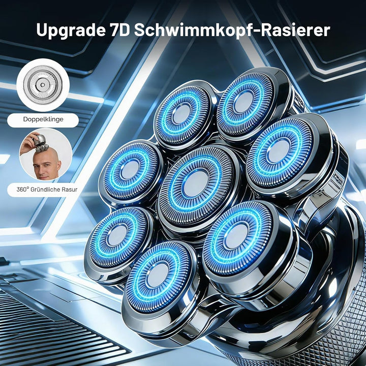 7D Glatzen Rasierer Herren Elektrisch - Verbesserter Nass- und Trockenrasierer für Glatzen, Glatzenr