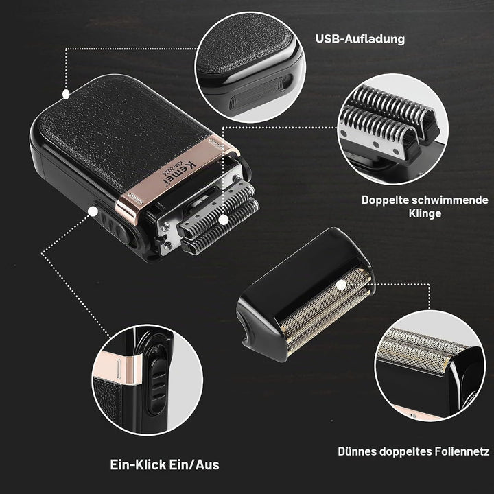 KEMEI 2 in 1 Haartrimmer &amp; Folienrasierer Set fur Manner, Kabelloser T Blade Bart Trimmer und Rasier