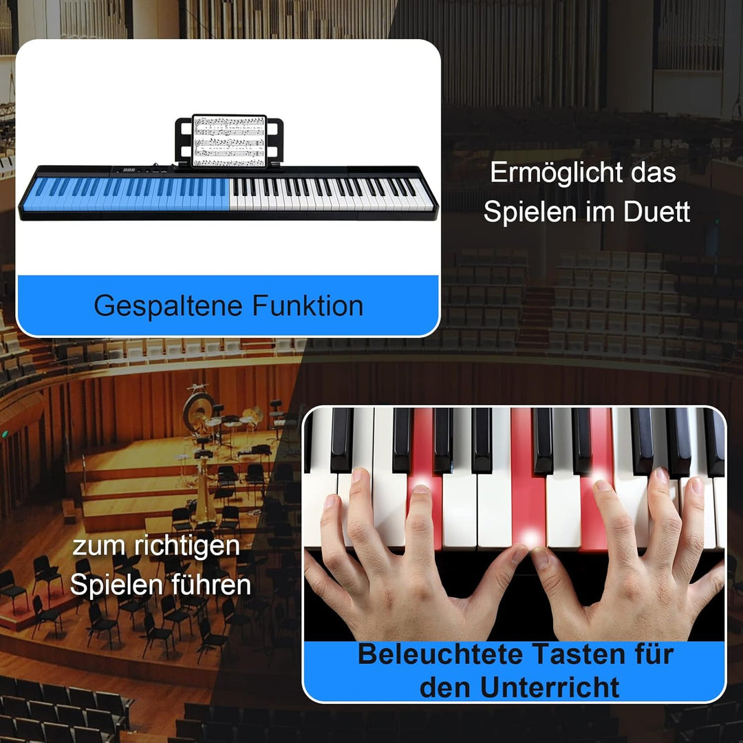 DREAMADE Digital Piano 88 Tasten, Tragbares Keyboard mit Subtain Pedal & 2 Musiknotenhaltern, E Pian
