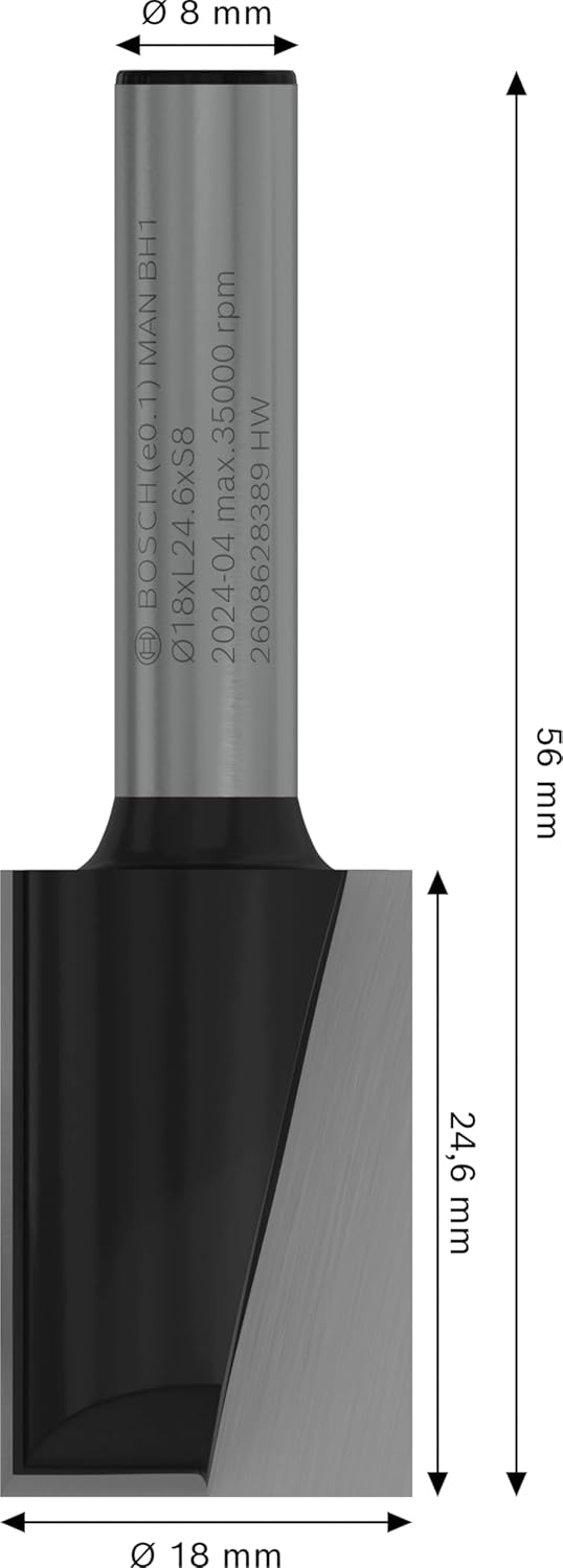 Bosch Accessories Bosch Professional Nutfräser Standard for Wood (für Holz, Ø 18 mm, Arbeitslänge 24