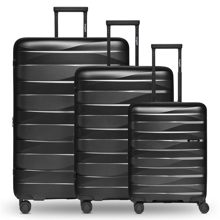Bergpfeil Koffer-Set 3-teilig |Hochwertiges Polypropylen-Material |mit Dehnfalte erweiterbares Koffe