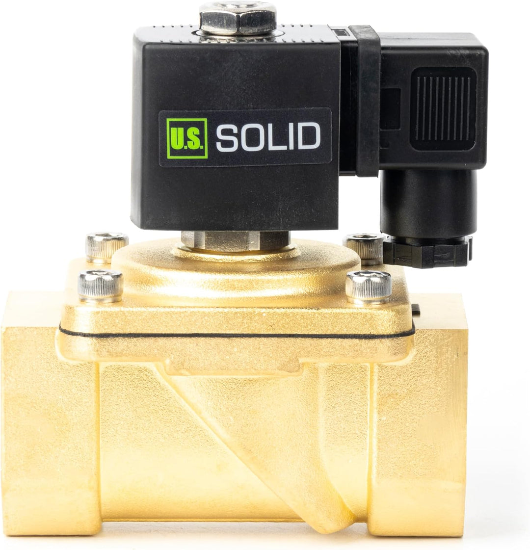 U.S. Solid 1-1/4" Magnetventil - Messing DC 12V mit Viton-Dichtung, stromlos geschlossen, Anschlussd