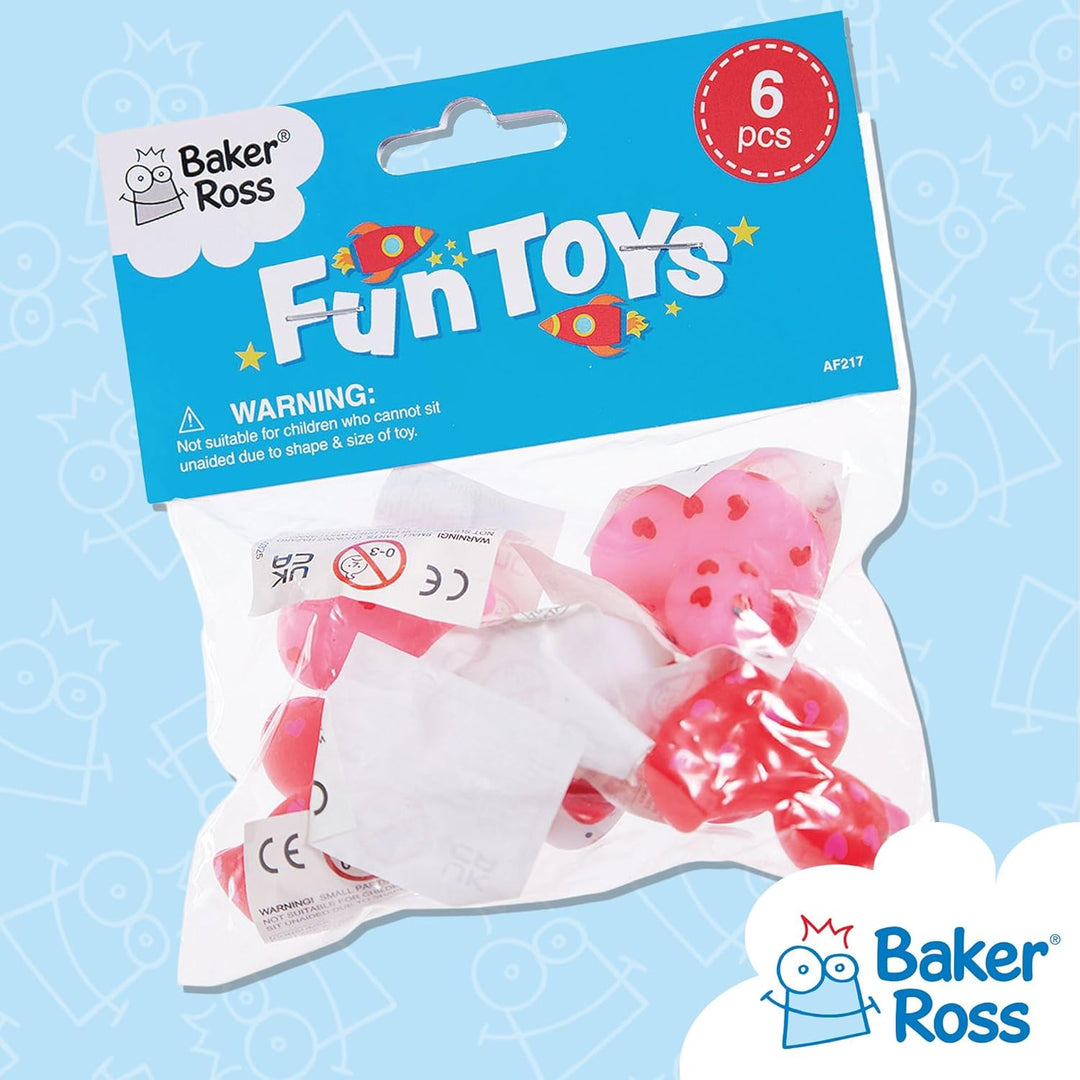 Baker Ross AF217 Mini-Herz, schwimmende Gummienten (6 Stück), perfekter Partygeschenk-Taschenfüller