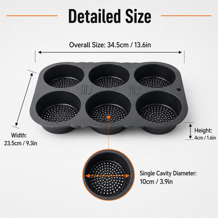 Burger Buns Backform Silikon Rund,Bun Formen,6 Hohlräume Easy Release Backformen faltbar wiederverwe