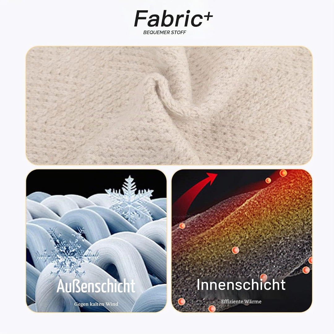 Damen Bommelmütze, Schals, Handschuhe, Set, Thermo, Winter, warm, Strickmütze, Halswärmer und Touchs
