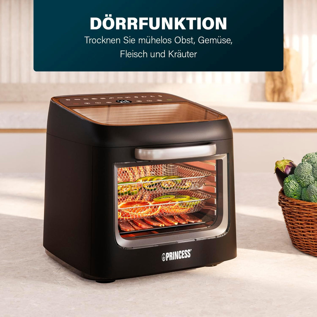 Princess Airfryer Oven Vision, 12,6 L Kapazität, 1800 W Leistung, Multifunktionales Heissluftofen-De