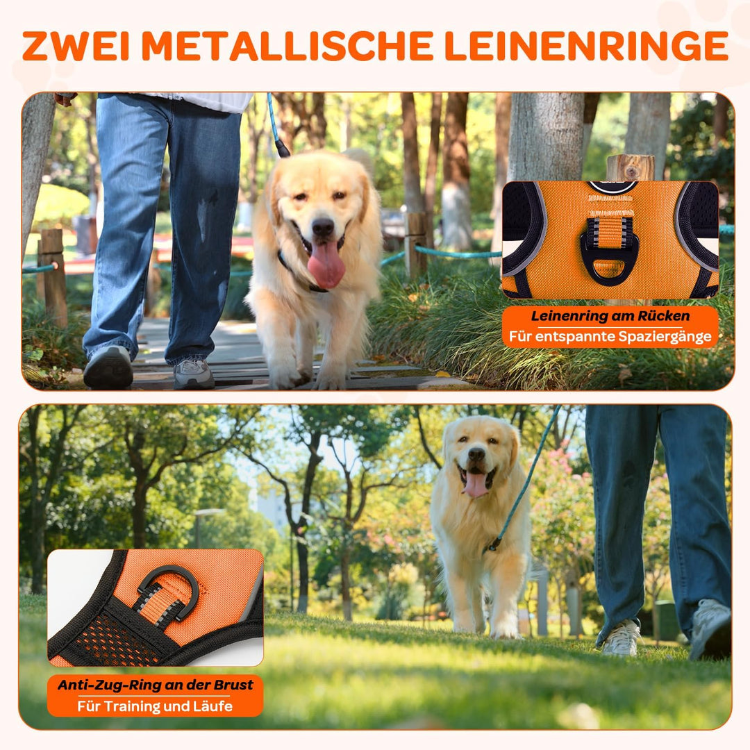 FURRYFECTION Hundegeschirr mittelgrosse Hunde, Geschirr Hund ausbruchsicher Antizuggeschirr ohne Zug