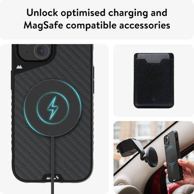 Mous Hülle für iPhone 15 Plus MagSafe Kompatibel Case - Limitless 5.0 - Carbonfaser - Handyhülle iPh