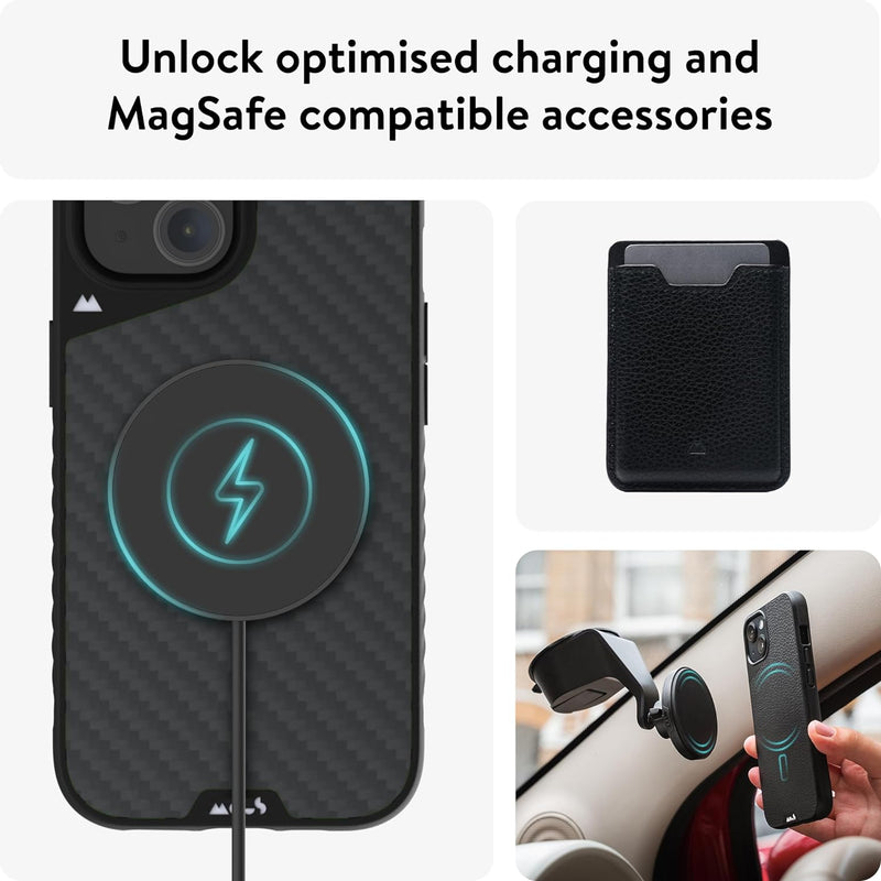 Mous Hülle für iPhone 15 MagSafe Kompatibel Case - Limitless 5.0 - Carbonfaser - Handyhülle iPhone 1