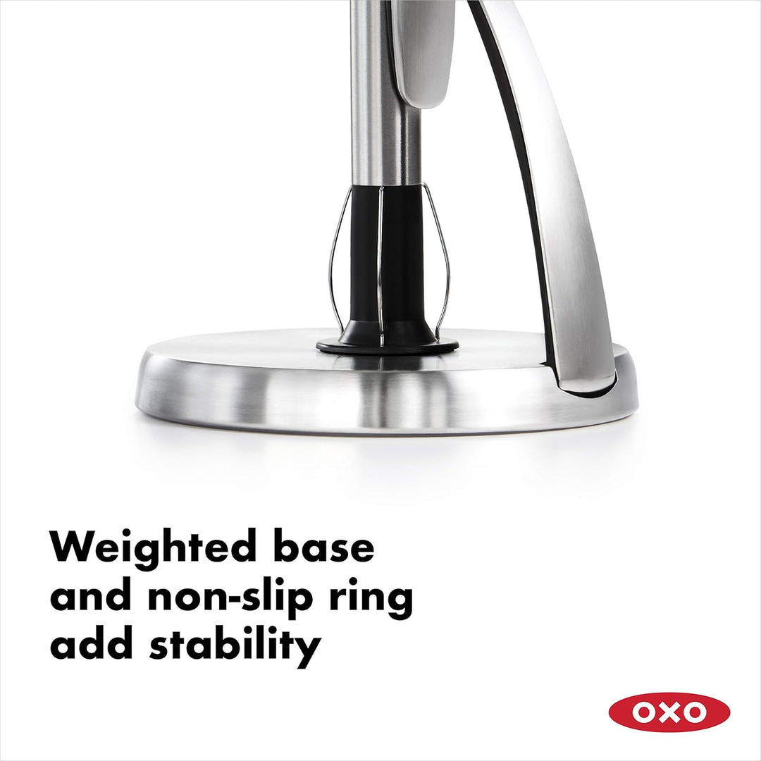 OXO Good Grips SimplyTear Standing Paper Towel Holder, Brushed Stainless Steel Good Grips Simply Tea