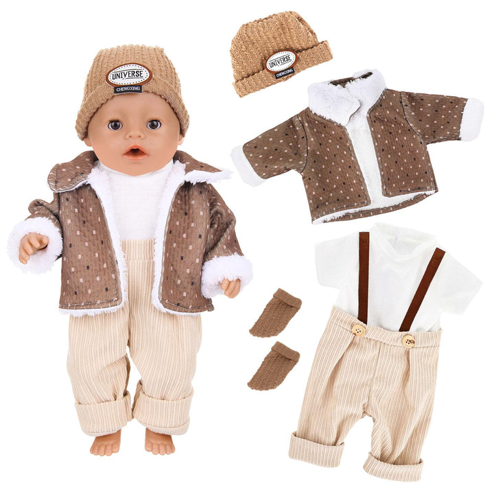Baby Puppen Puppenkleidung 35-43 cm, Kleidung Outfits für Baby Puppen Grösse 43 cm mit 1 Plüsch Mant