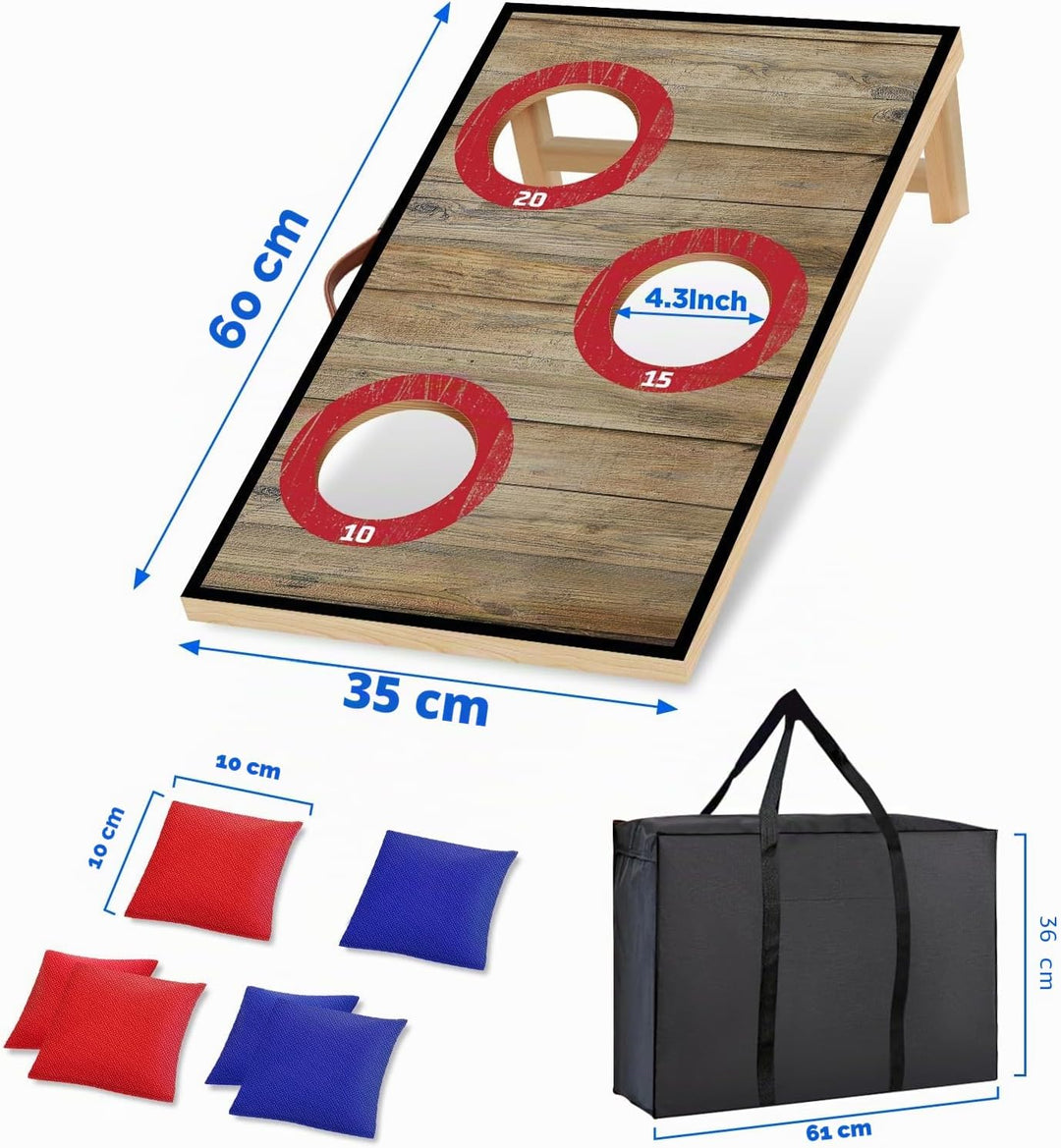 NZQXJXZ Cornhole Spiel Outdoor, 60 x 35 cm Massivholz Premium Corn Hole Boards mit 6 Cornhole Säckch