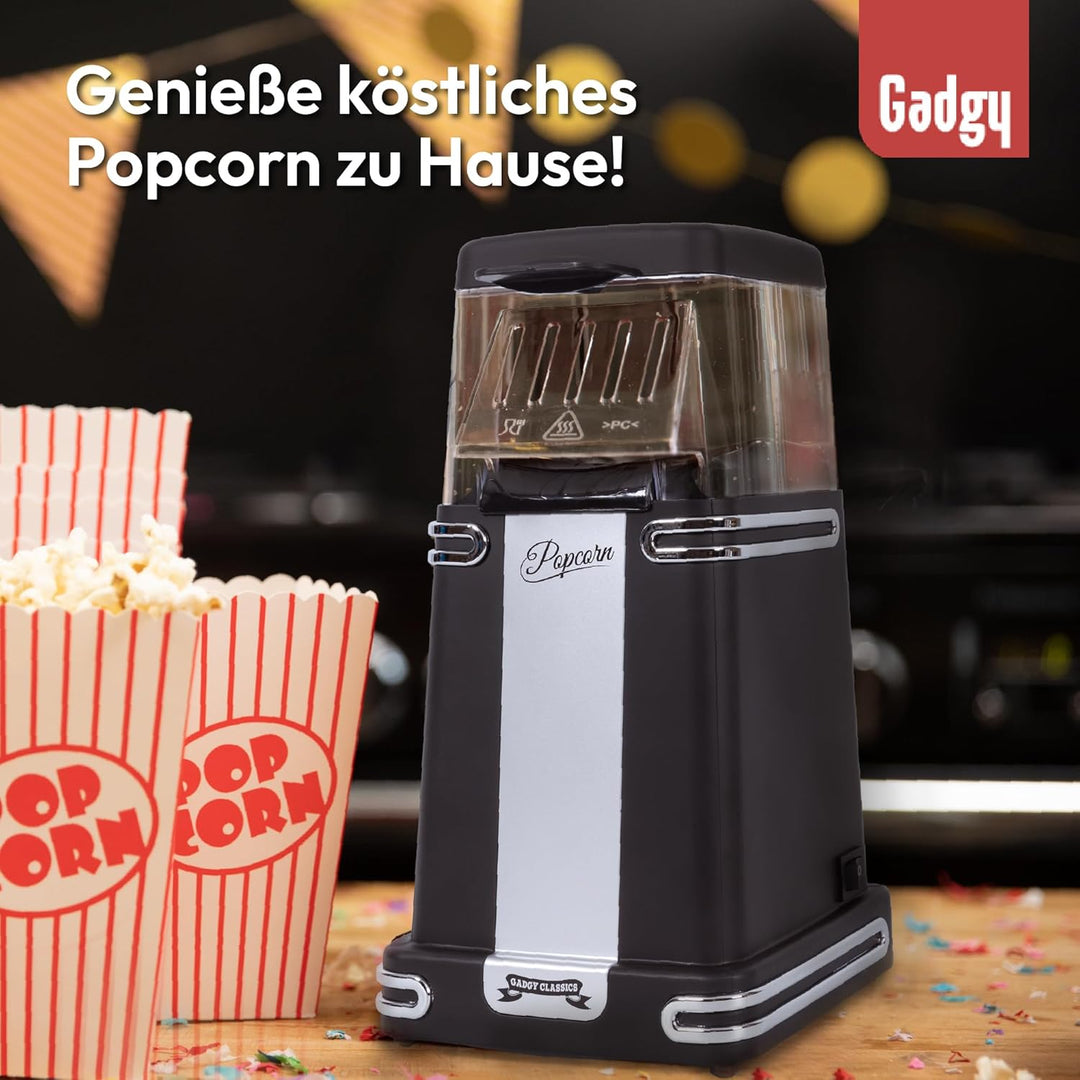 Gadgy Popcornmaschine Heissluft - Retro Popcorn Maker - Popcorn Maschine für Fettfreies Ölfreies Pop