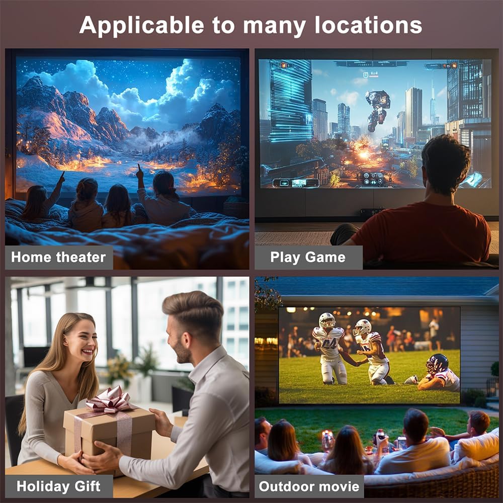 Mini Beamer, Smart Projektor Full HD 1080P, Klein Beamer Heimkino mit WiFi 6 und Bluetooth 5.2, Unte