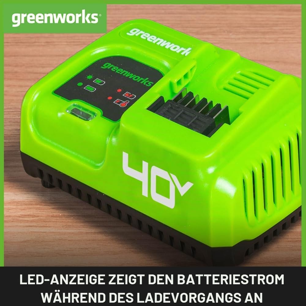 Greenworks 40V Akku Ladegerät - 40V 5A Schnellladegerät, erhöht die Batterielebensdauer, schnelles A