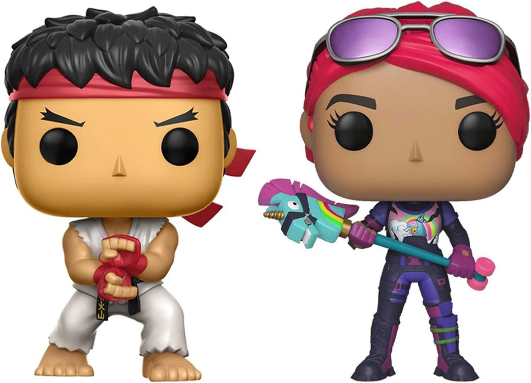 Funko Pop! Games: Fortnite - 2 Packung Ryu & Brite Bomber - Street Fighter - Vinyl-Sammelfigur - Ges