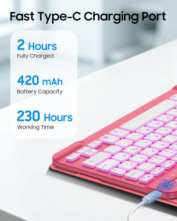 FINTIE 360° drehbare Tastatur Hülle für iPad A16 11/10 Generation 11/10,9 Zoll 2025/2022, 7-farbige