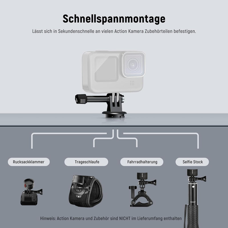 NEEWER Magnetisches Schnellspanner Stativ Adapter Set, kompatibel mit GoPro Hero 12 11 10 9 8 Hero M