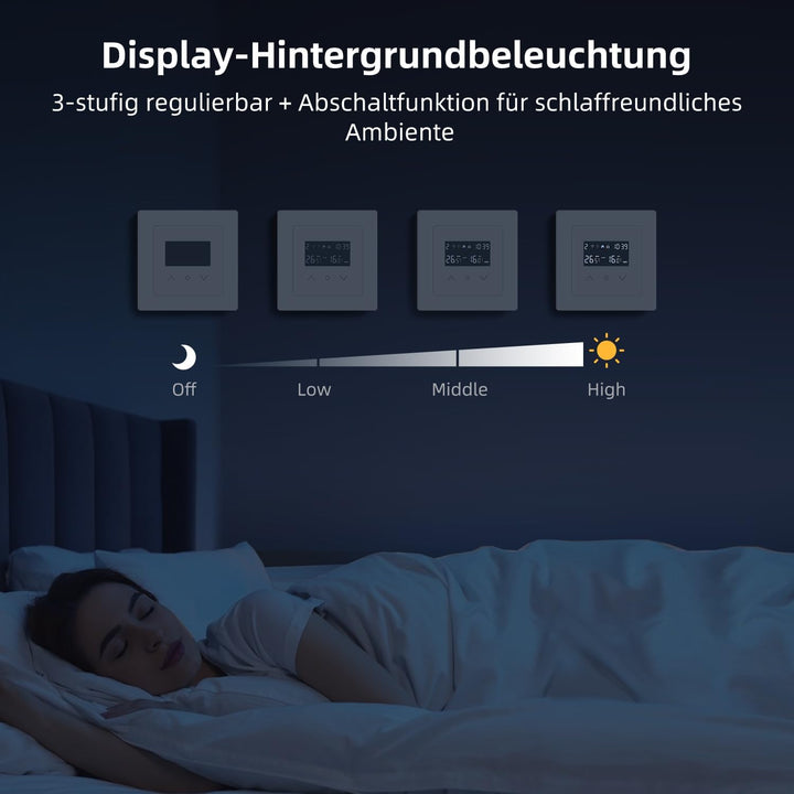 Samrt WiFi Themrmostat für Wasser-Fussbodenheizung, 55 x 55mm Standard, Glasfläche, Programmierbar R