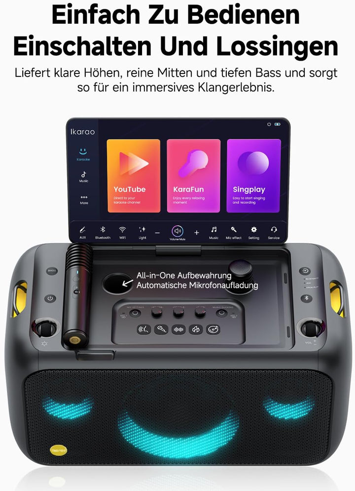 Karaoke-Maschine für Erwachsene mit Textanzeige, eingebautem 13,3"-Bildschirm, echte All-in-One-Kara